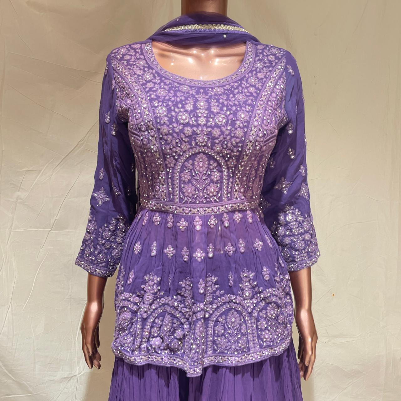Shree Shanti Selection - Purple Embroidered Sharara Set for Women